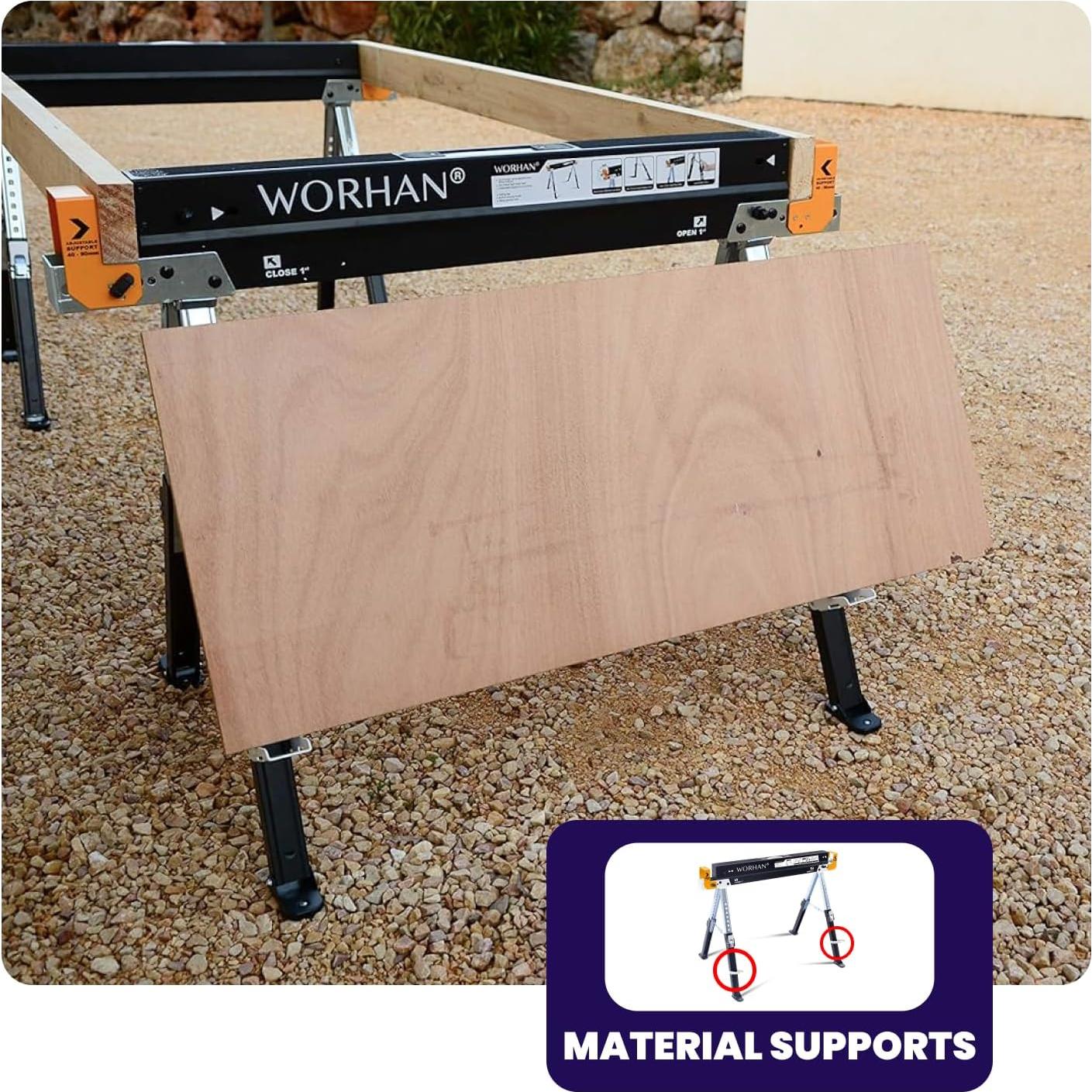 Paquete de 2 Caballetes Plegables WORHAN S600A 1180 kg Ajustables