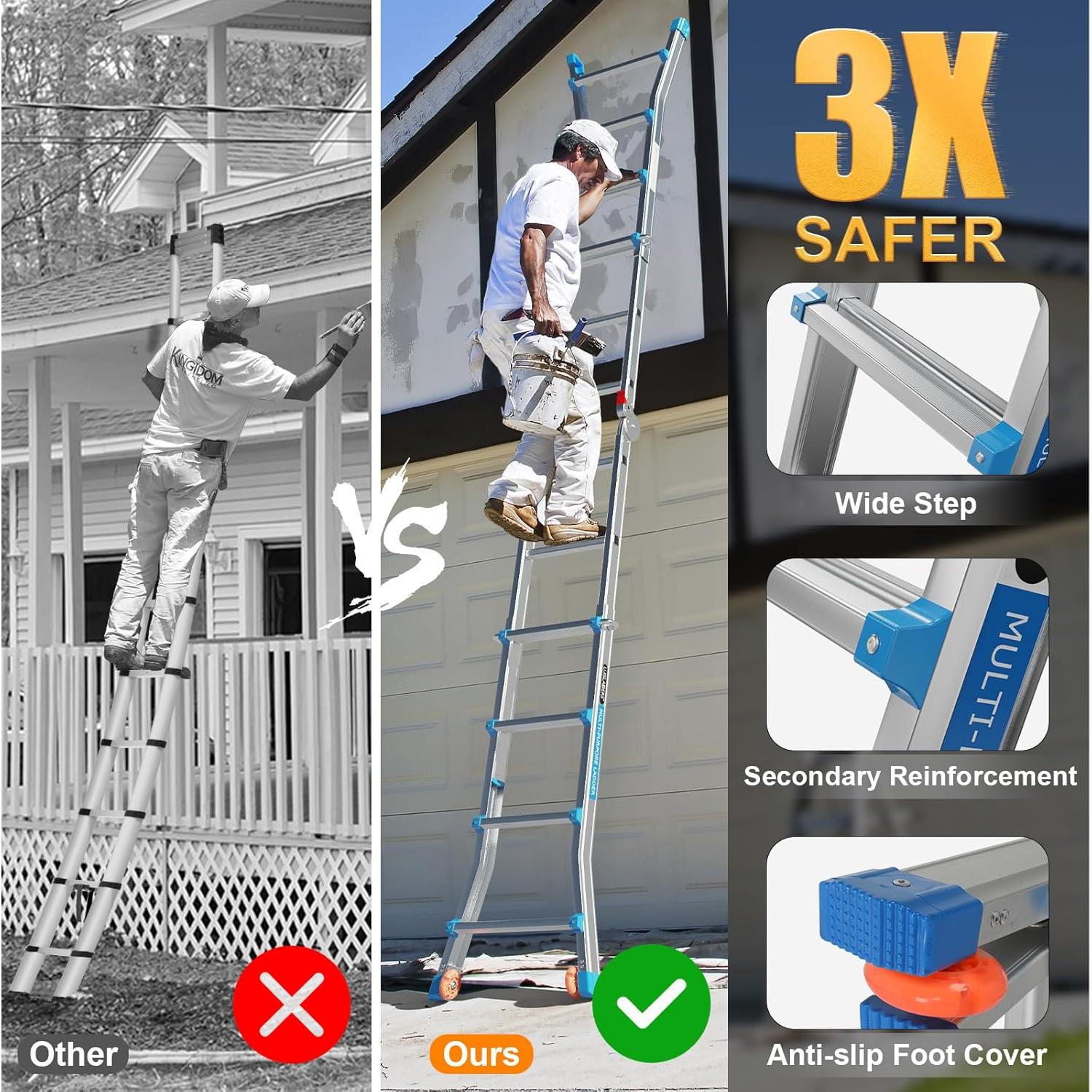 Escalera Telescópica LUISLADDERS 4 Peldaños 5.18 m Aluminio