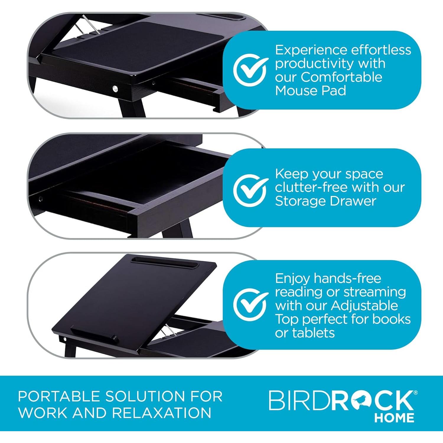 Bandeja de Cama Ajustable BIRDROCK HOME con Cajón y Almohadilla