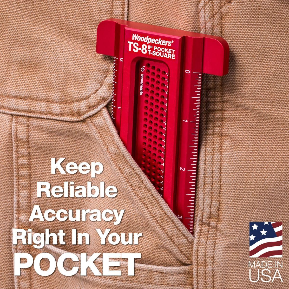 Escuadra T Pocket Woodpeckers 15 cm para Carpintería Precisa