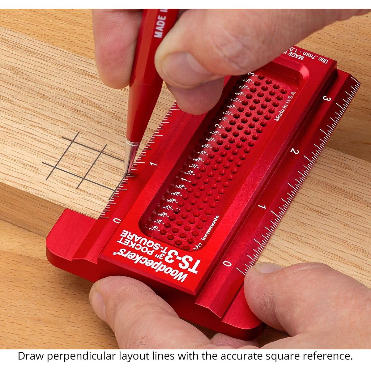 Escuadra T Pocket Woodpeckers 15 cm para Carpintería Precisa