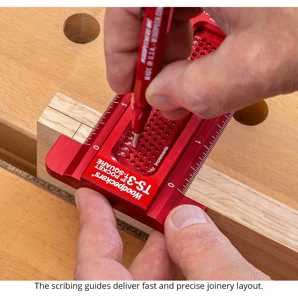 Escuadra T Pocket Woodpeckers 15 cm para Carpintería Precisa