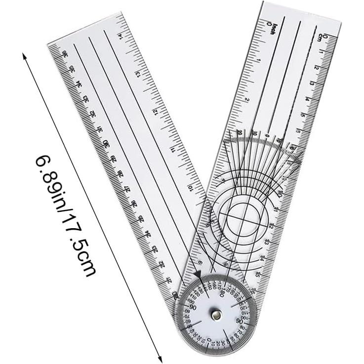 Goniómetro de Plástico Transparente HZX 17.78 cm 360 Grados