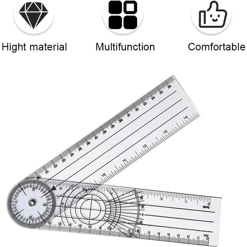 Goniómetro de Plástico Transparente HZX 17.78 cm 360 Grados