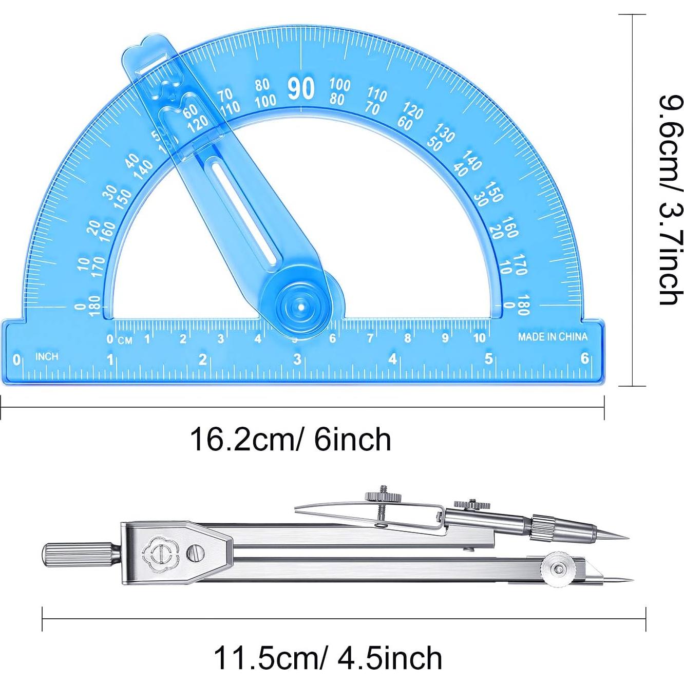 Juego de Matemáticas EBOOT: Compás y Transportador 15.24 cm