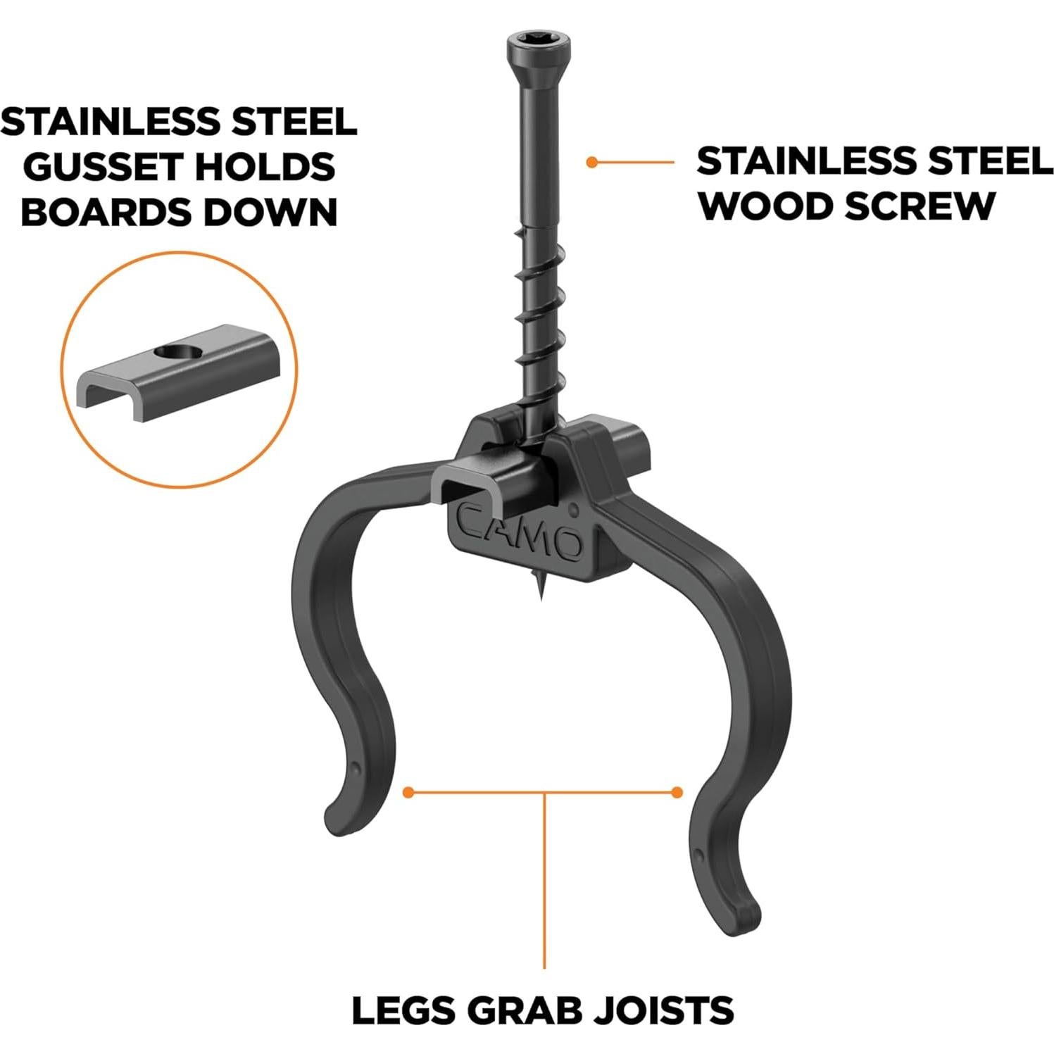 Clips Ocultos para Deck CAMO Edge 90 Unidades Acero Inoxidable