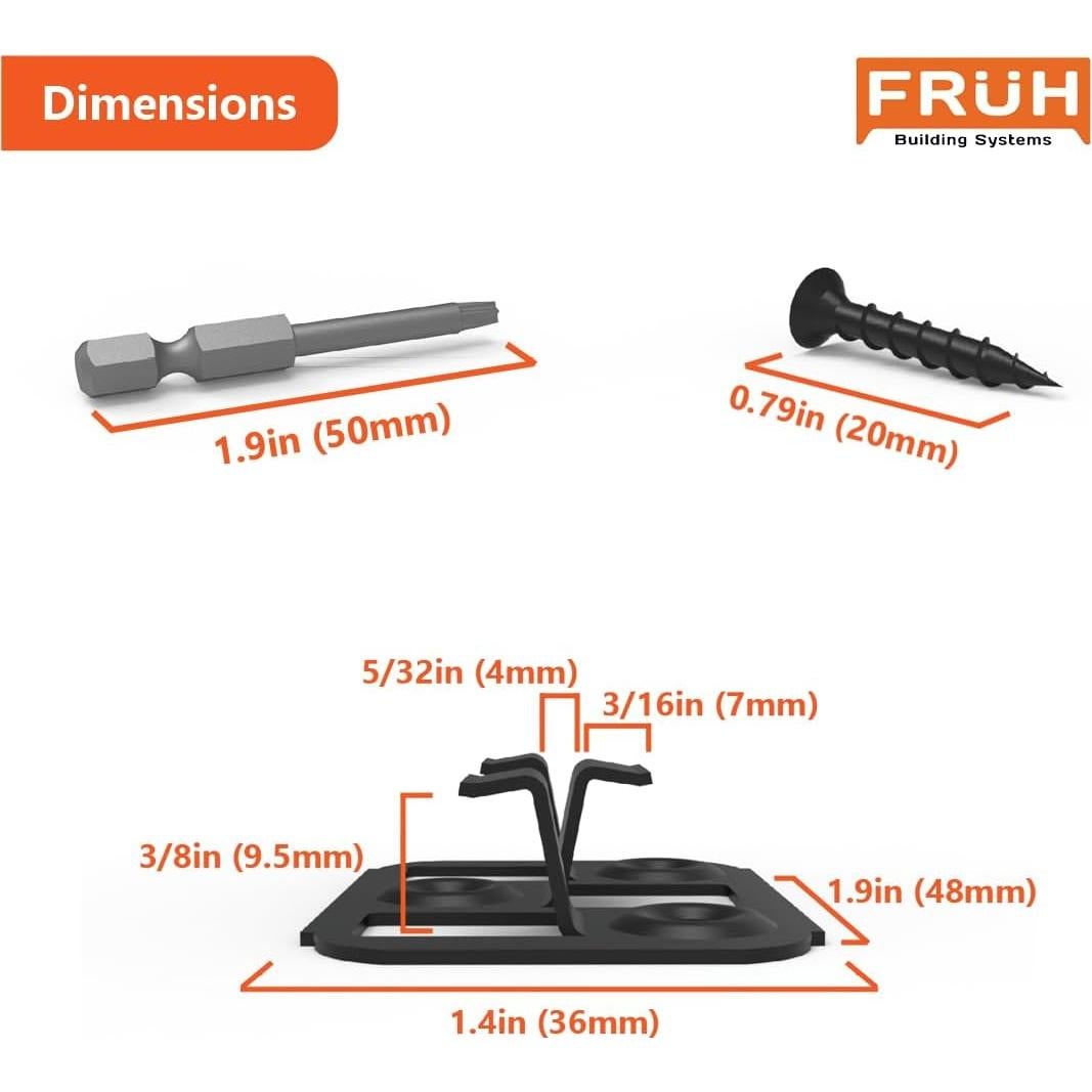 Sujetadores Ocultos Frueh para Deck Compuesto 9.5mm Acero Galvanizado