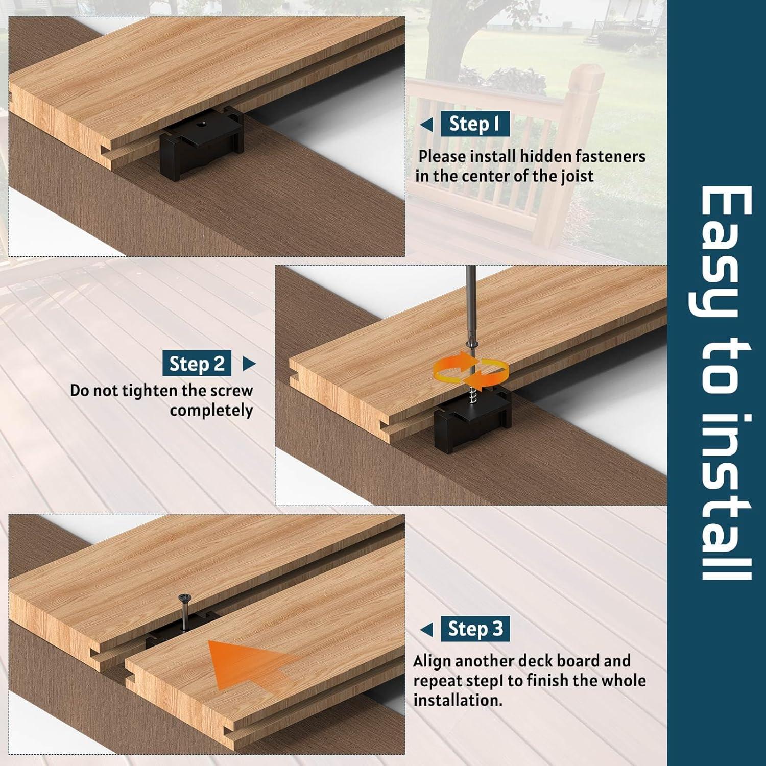 1000 Sujetadores Ocultos Buzzlett para Decks con Tornillos de Acero