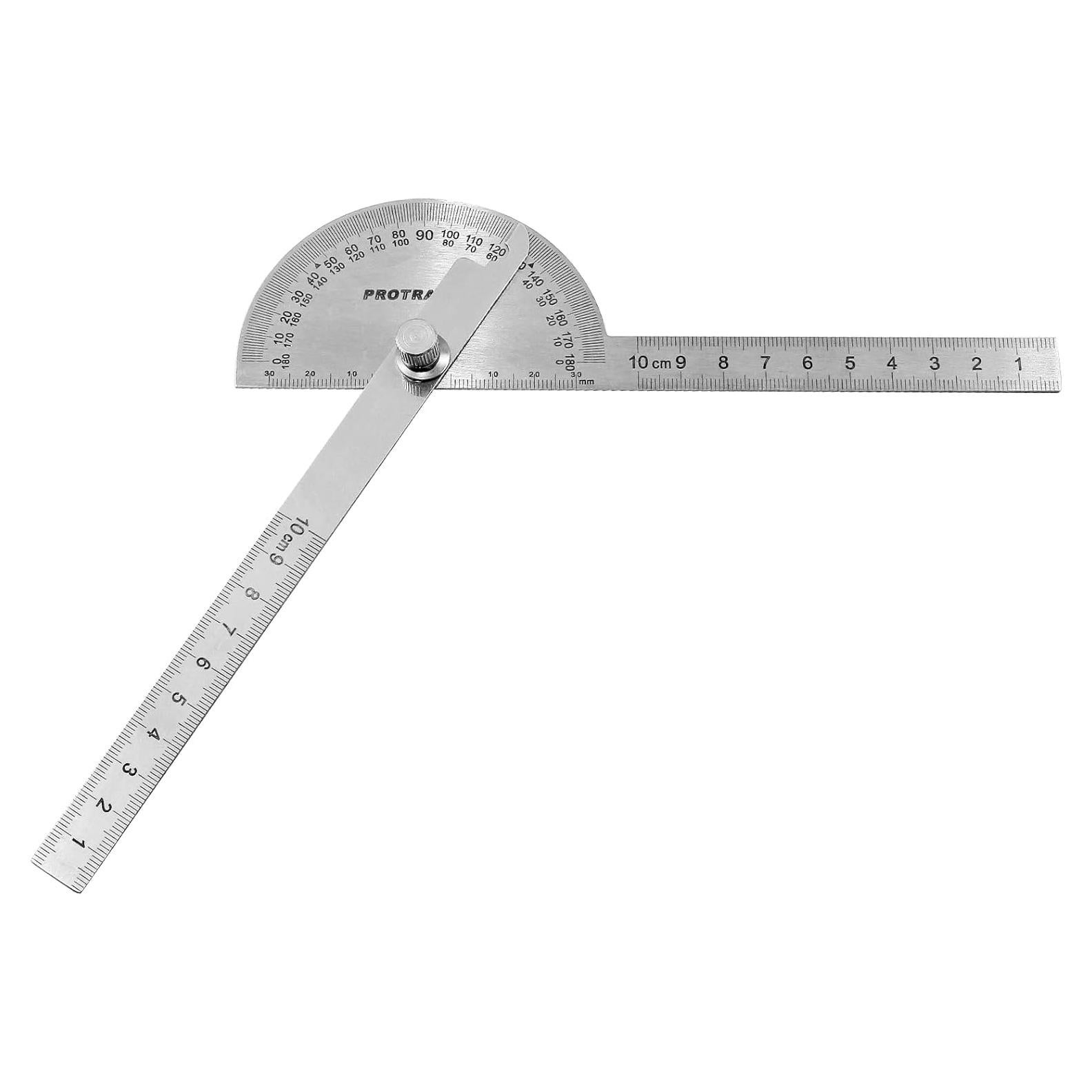 Transportador de Ángulo 0-180° Acero Inoxidable 10 cm Doble Brazo