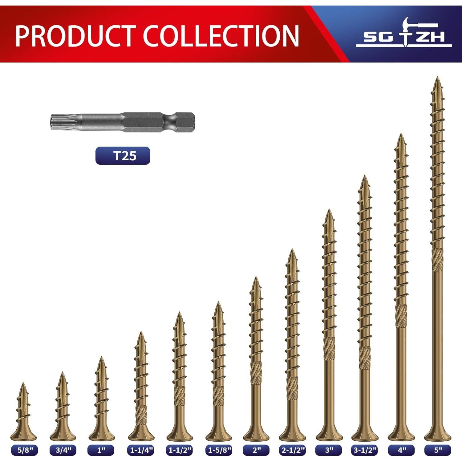 Tornillos para Deck SG TZH #8 Amarillo 3.18cm 398Pcs