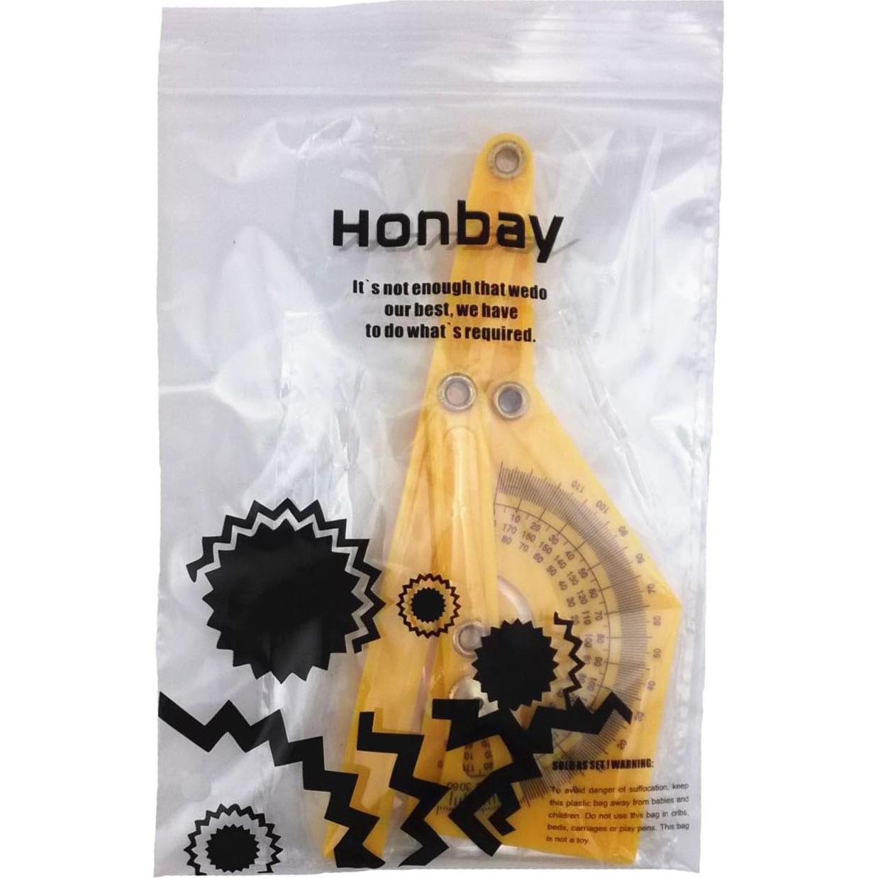 Transportador de Plástico Honbay 15.5x6.5cm Amarillo