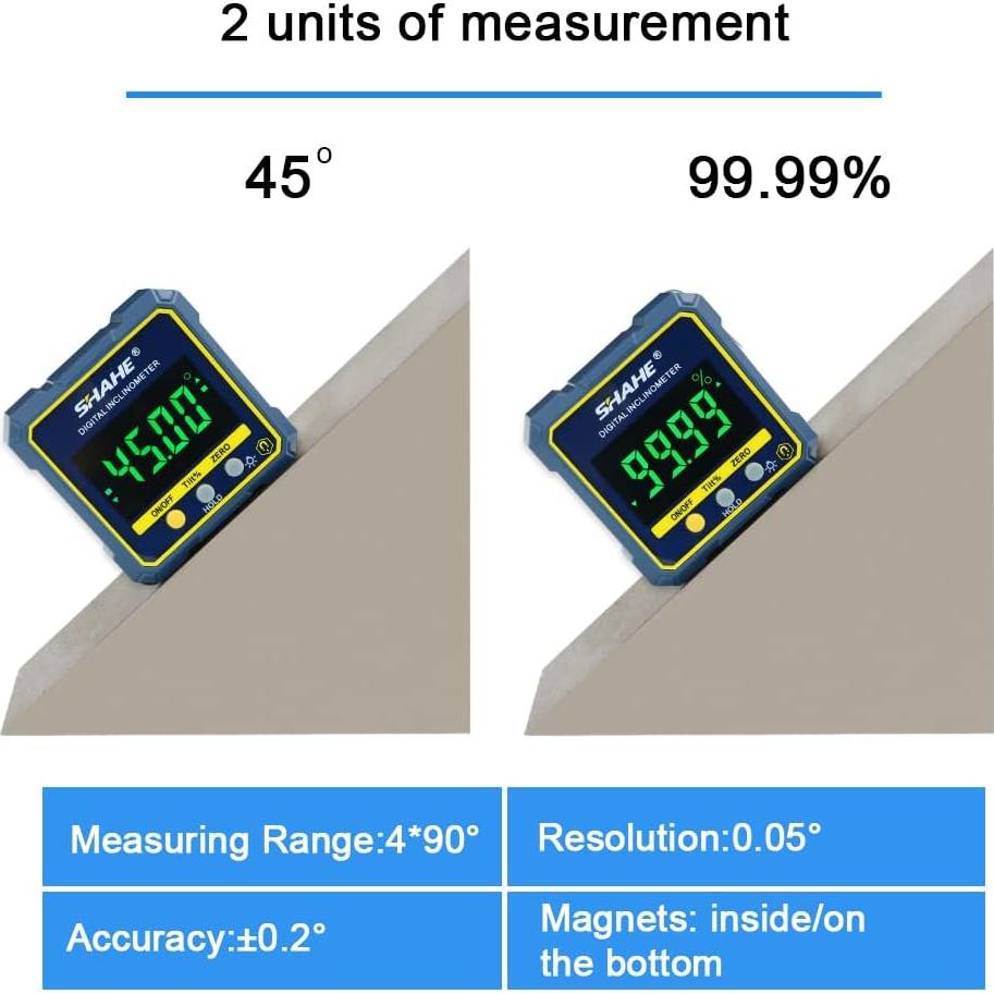 Medidor de Ángulo Digital SHAHE 5315 con Base Magnética