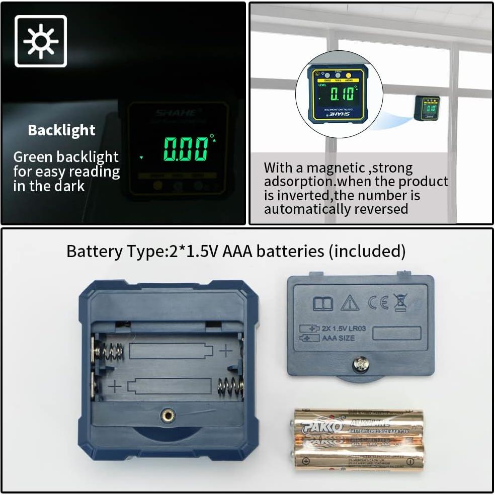 Medidor de Ángulo Digital SHAHE 5315 con Base Magnética