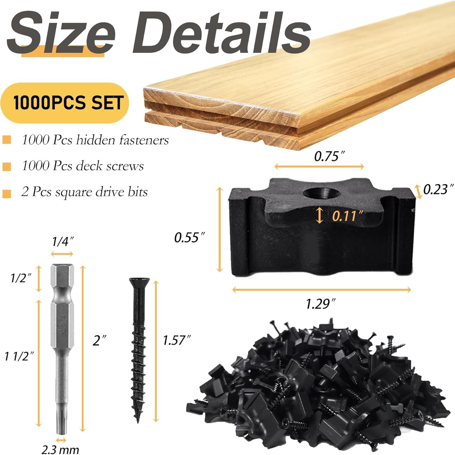 Sujetadores Ocultos para Deck de Composite NAXVIO 600 Pcs