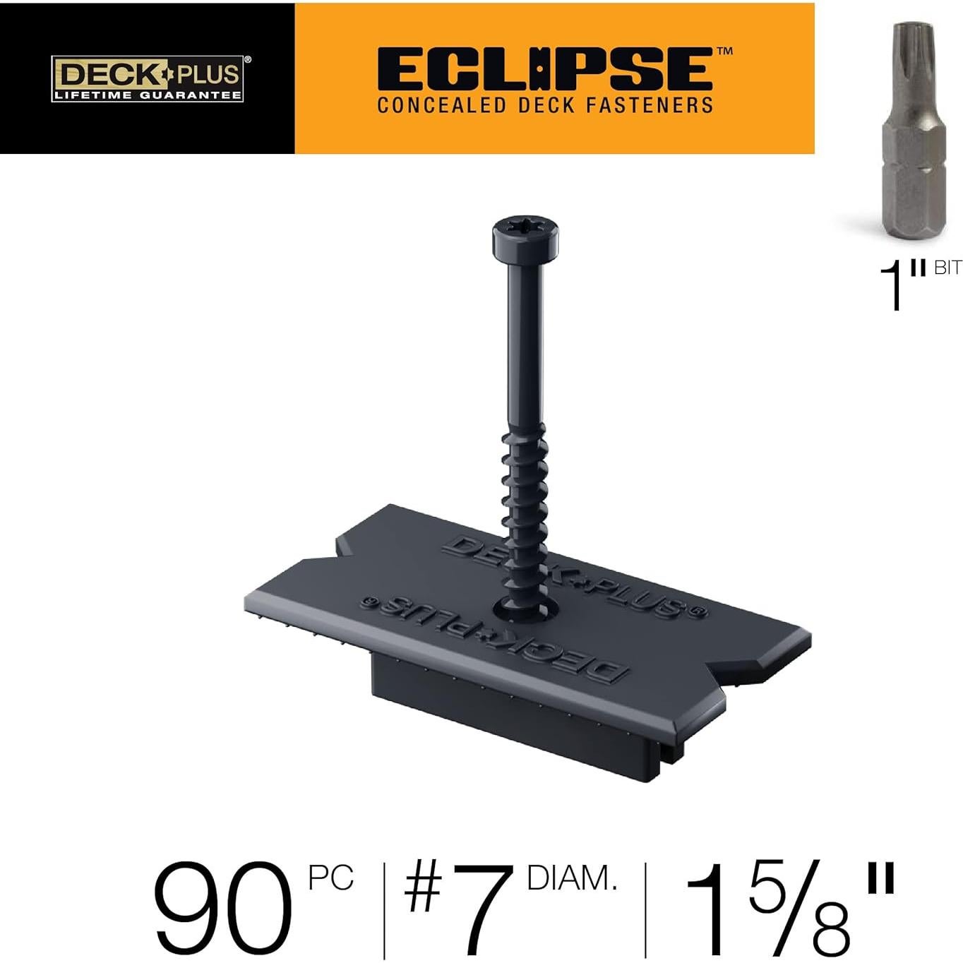 Sujetadores Ocultos Deck Plus Eclipse Ozco, Acero Inoxidable, 90 Pzas