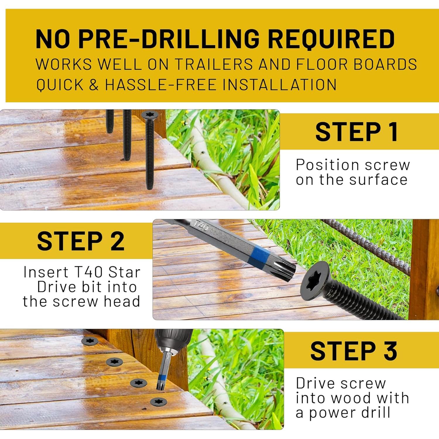 Tornillos BCP Sujetadores 6.35x63.5mm para Remolque - 100 Unidades