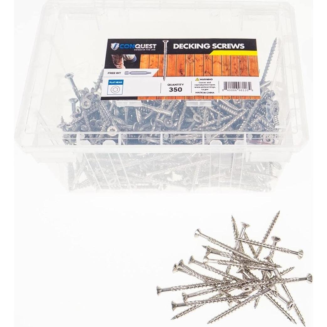 Tornillos de Cubierta Conquest #10 x 5.08 cm Acero Inoxidable 316 - 350 Piezas