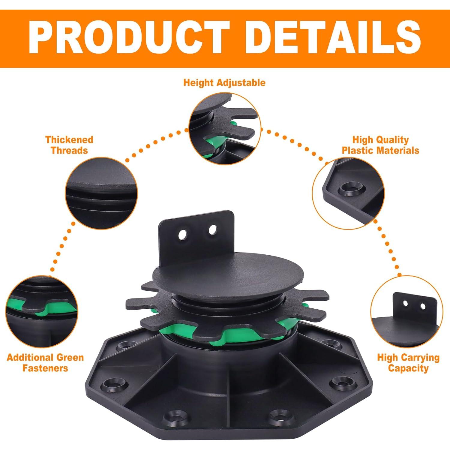 Pedestal de Soporte de Cubierta Ajustable MCCKLE 24 Piezas 40-60 mm