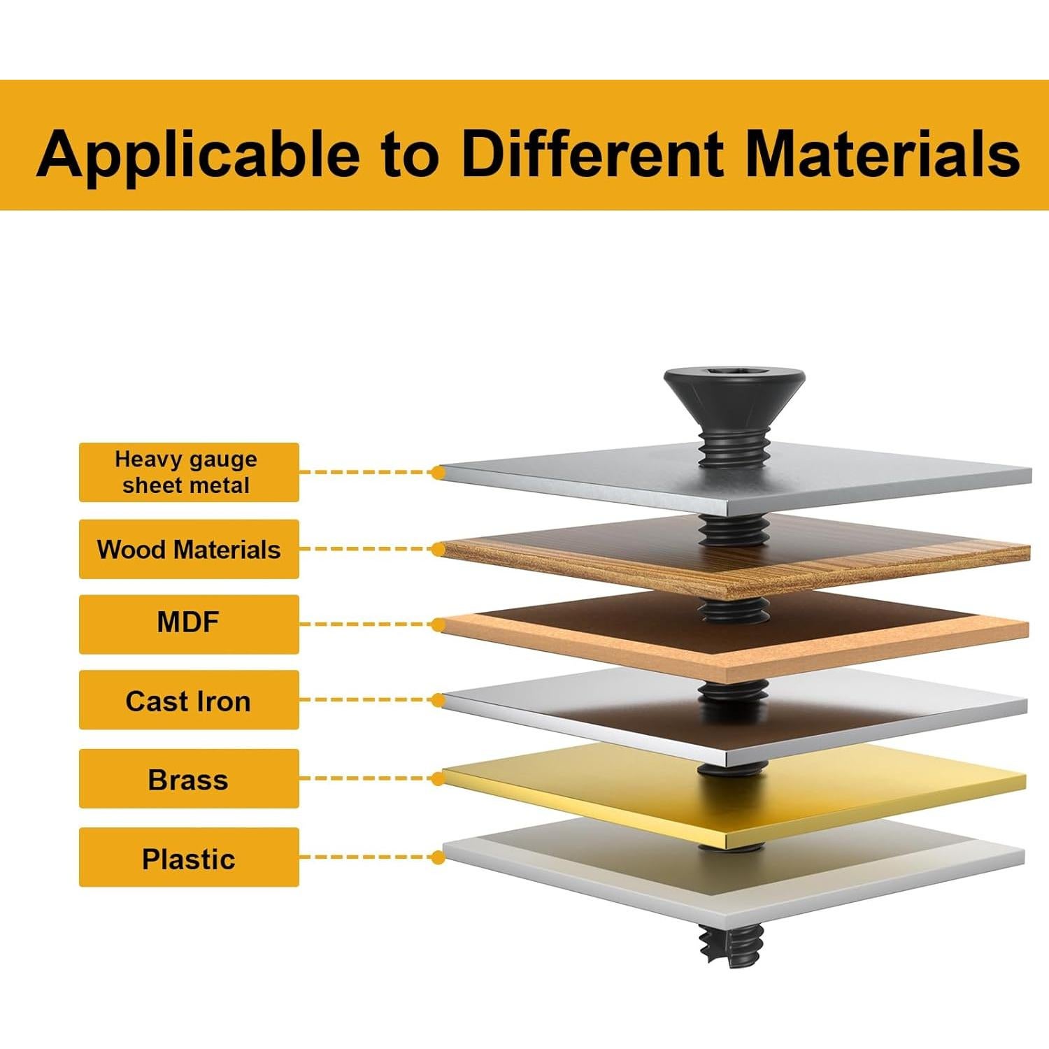 Tornillos para Deck FMhotu 1/4-20 x 6.35 cm Cabeza Plana - 100 Pzas