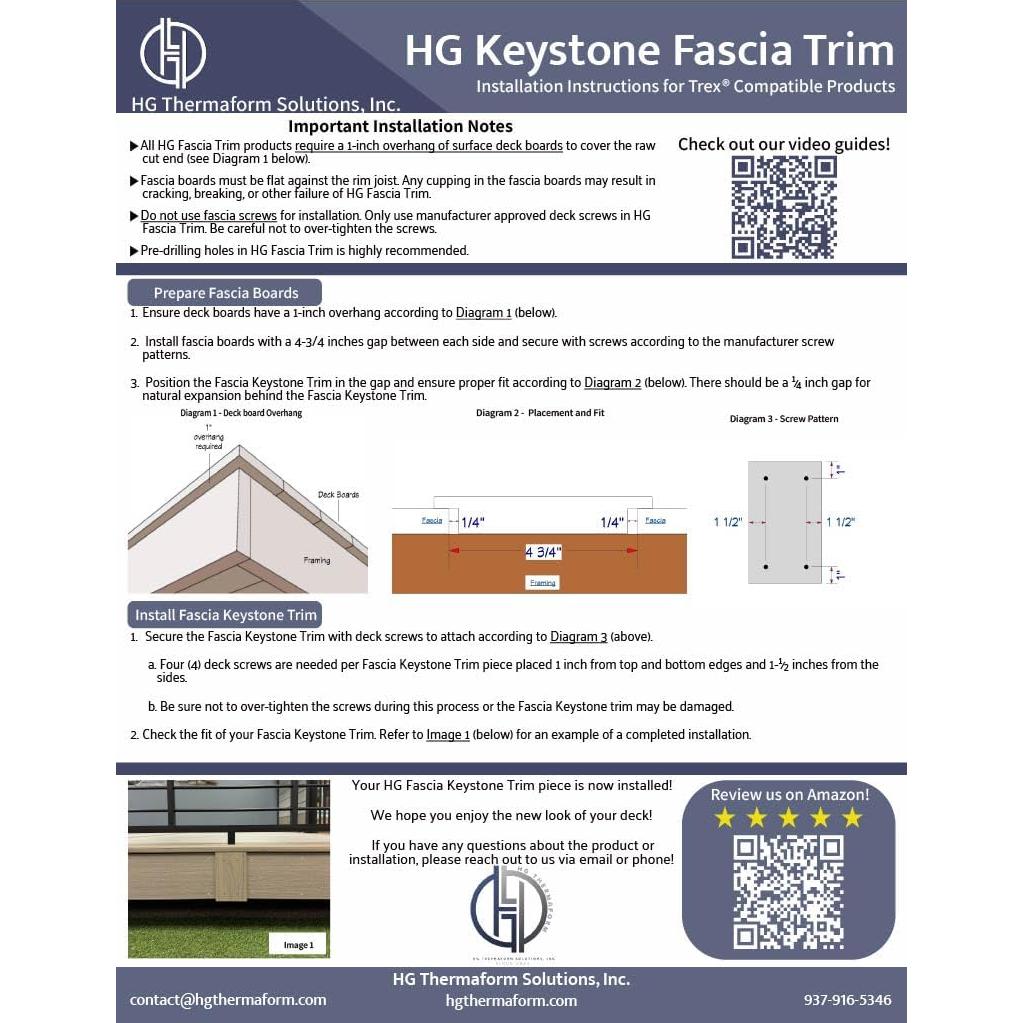 Fascia de Keystone HG Thermaform 30 cm Foggy Wharf para Decks