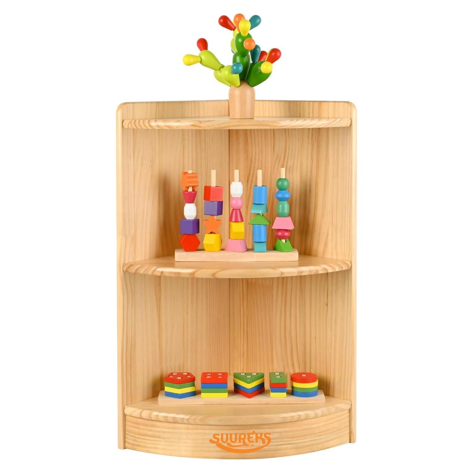 Estante Montessori Suureks de Esquina 2 Niveles Madera 60x28.5cm