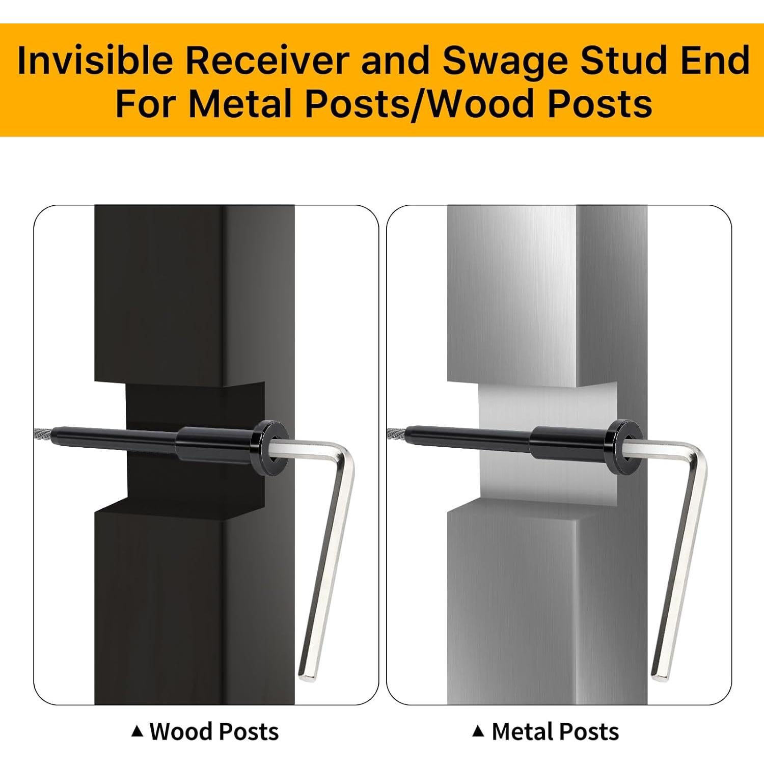 Kit de Barandilla de Cable Invisible UZE 50 Piezas Acero Inoxidable T316 Negro