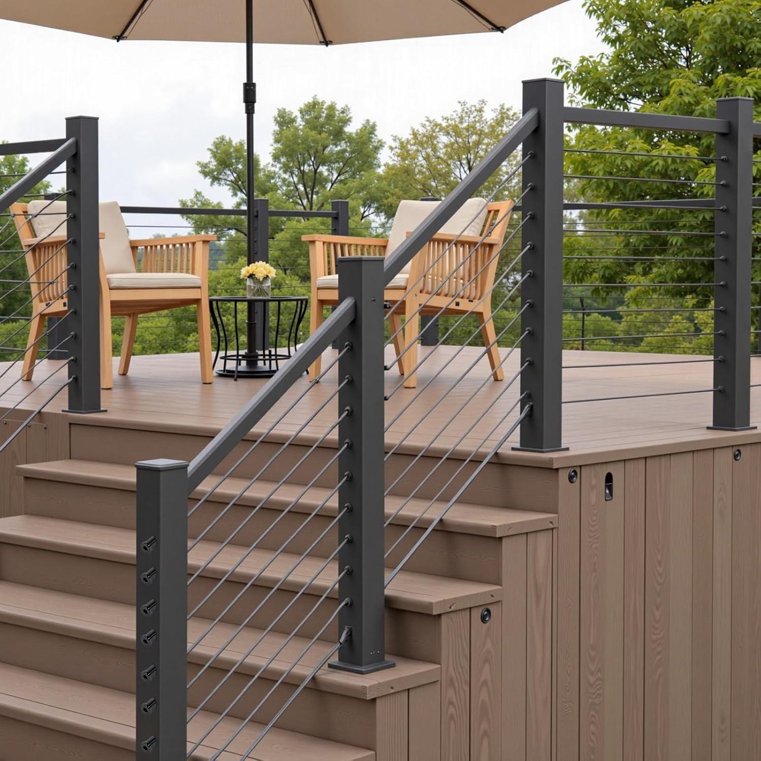 Kit de Barandilla de Cable Invisible UZE 50 Piezas Acero Inoxidable T316 Negro