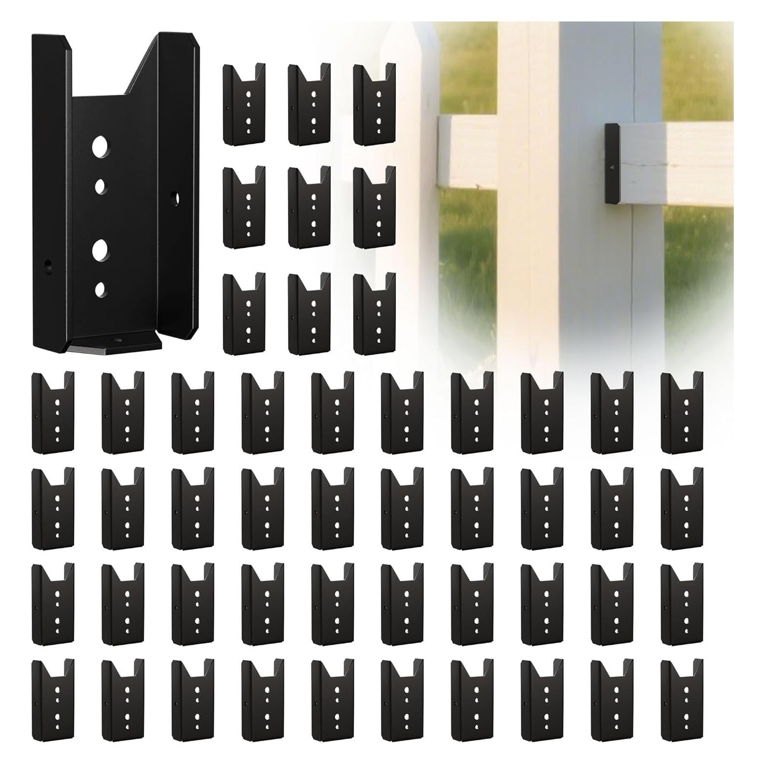 50 Soportes para Cercas 2x4 Fadachai - Acero Recubierto Negro