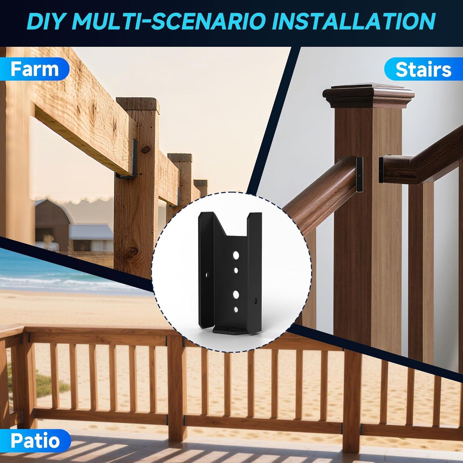 50 Soportes para Cercas 2x4 Fadachai - Acero Recubierto Negro