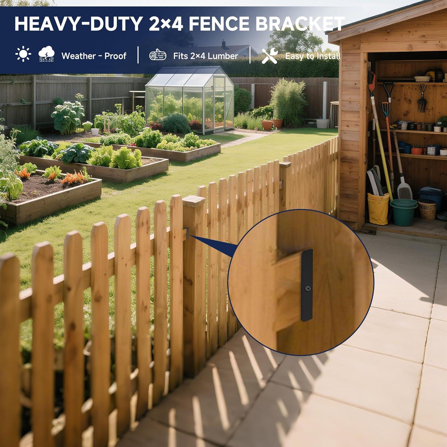 50 Soportes para Cercas 2x4 Fadachai - Acero Recubierto Negro