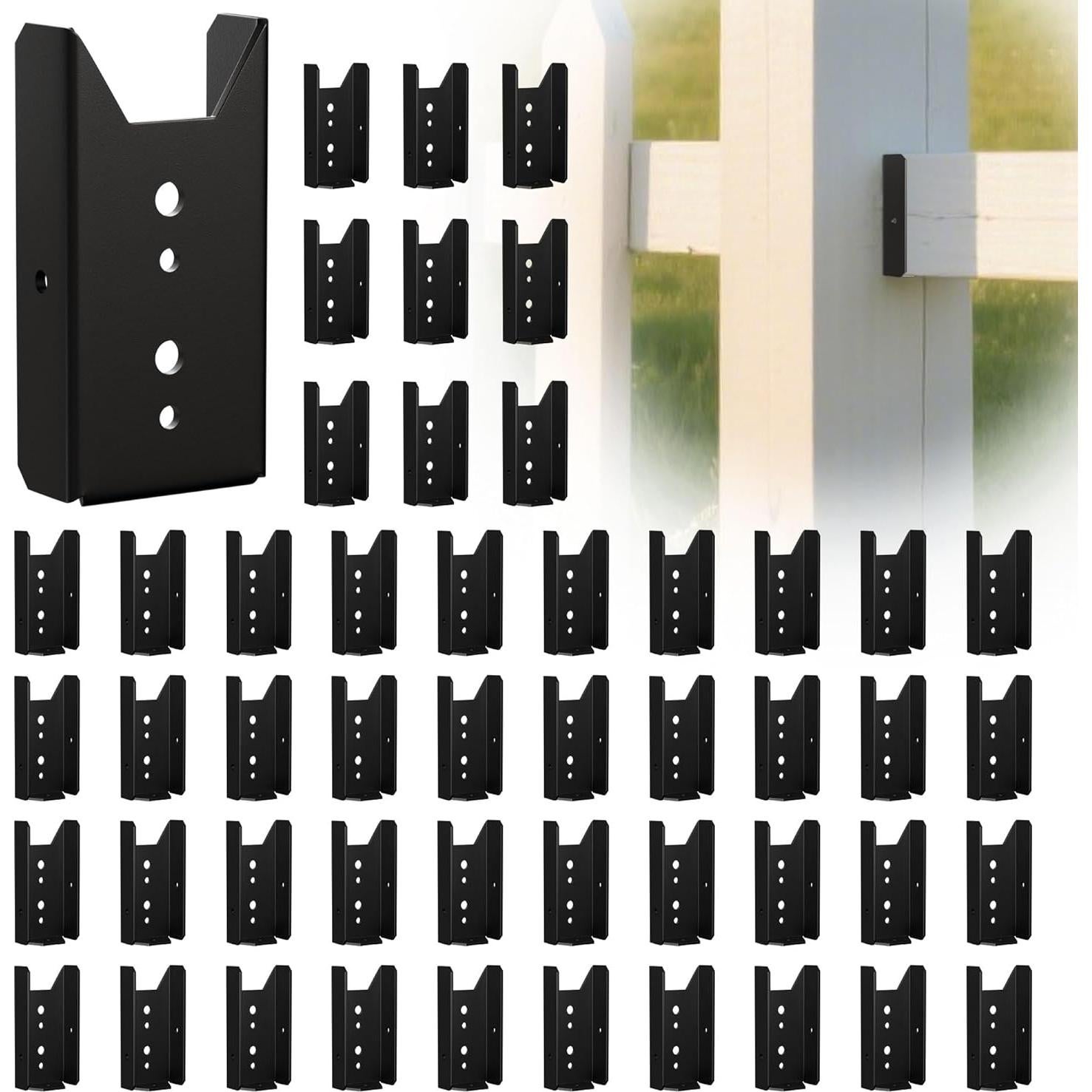 50 Soportes para Cercas 2x4 Fadachai - Acero Recubierto Negro