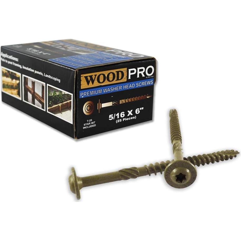 Tornillos para Madera WoodPro ST516X6-25PC 5/16" x 15.24 cm Dorado