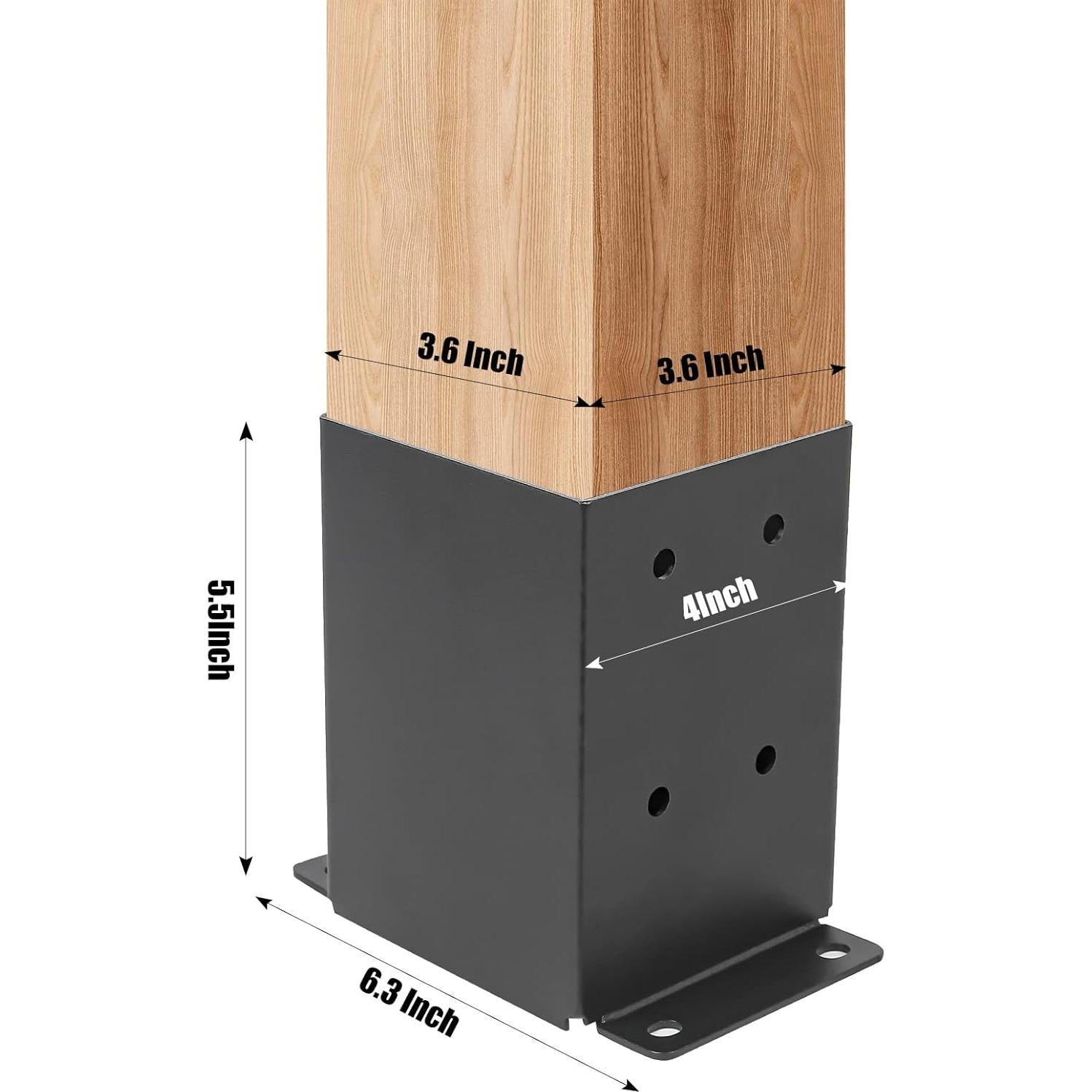 Base de Poste 4x4 AXWHYS - Acero Negro Revestido, 8 Pcs