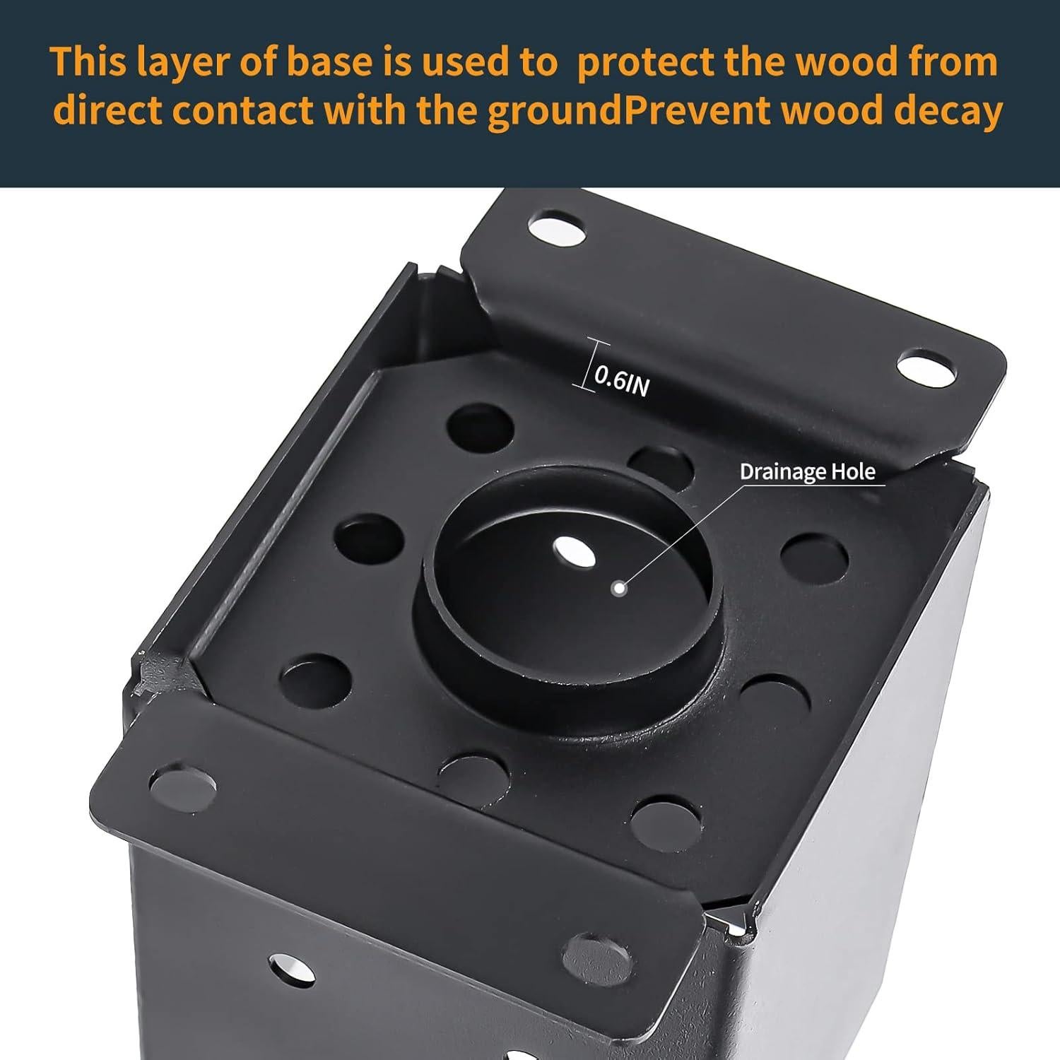 Base de Poste 4x4 AXWHYS - Acero Negro Revestido, 8 Pcs