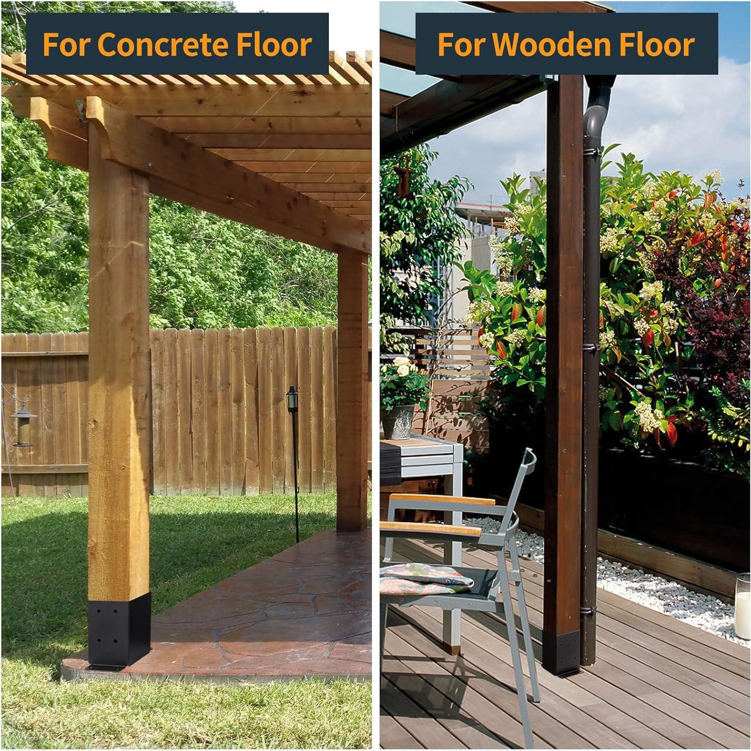 Base de Poste 4x4 AXWHYS - Acero Negro Revestido, 8 Pcs