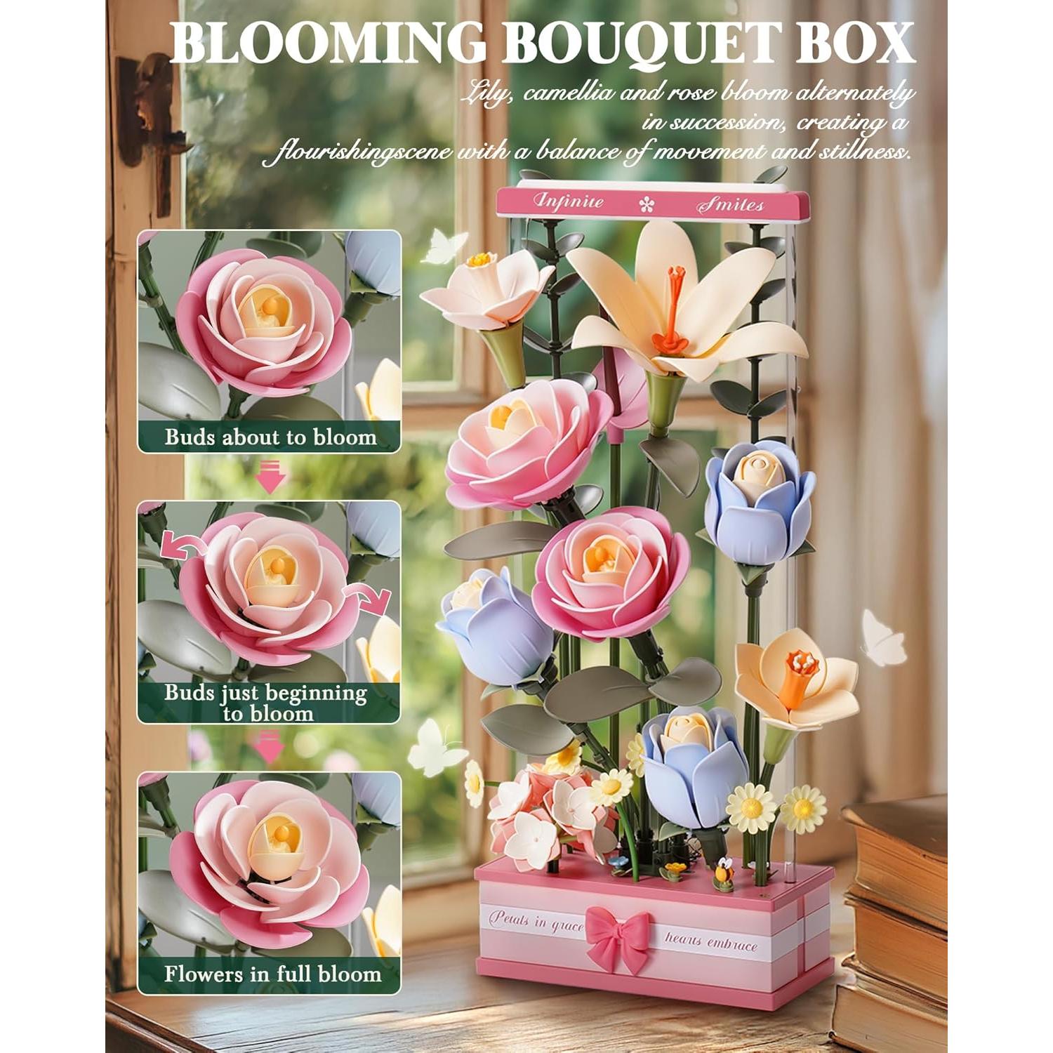 Rompecabezas 3D ROKR Flores DIY con Luz LED - 263 Piezas