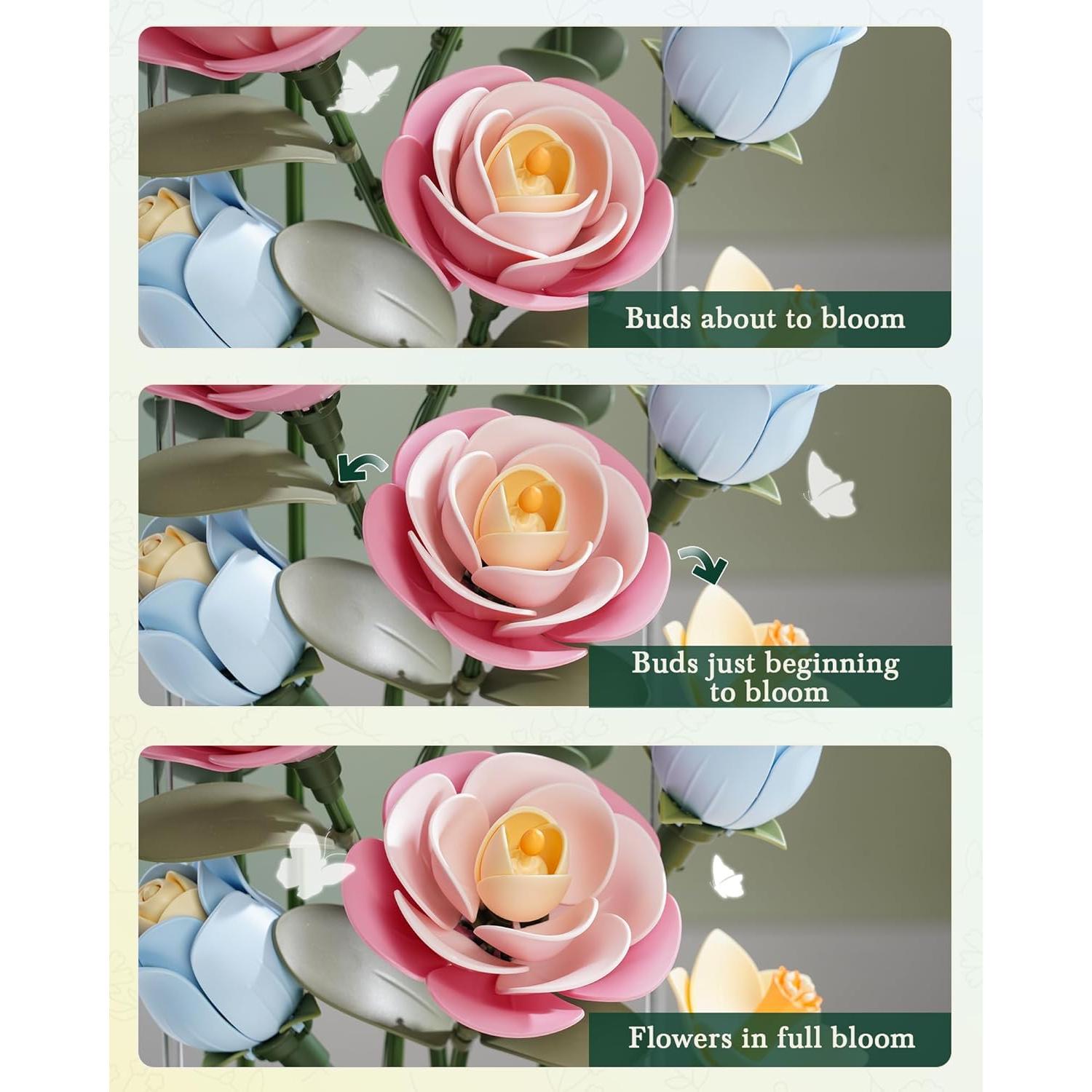 Rompecabezas 3D ROKR Flores DIY con Luz LED - 263 Piezas