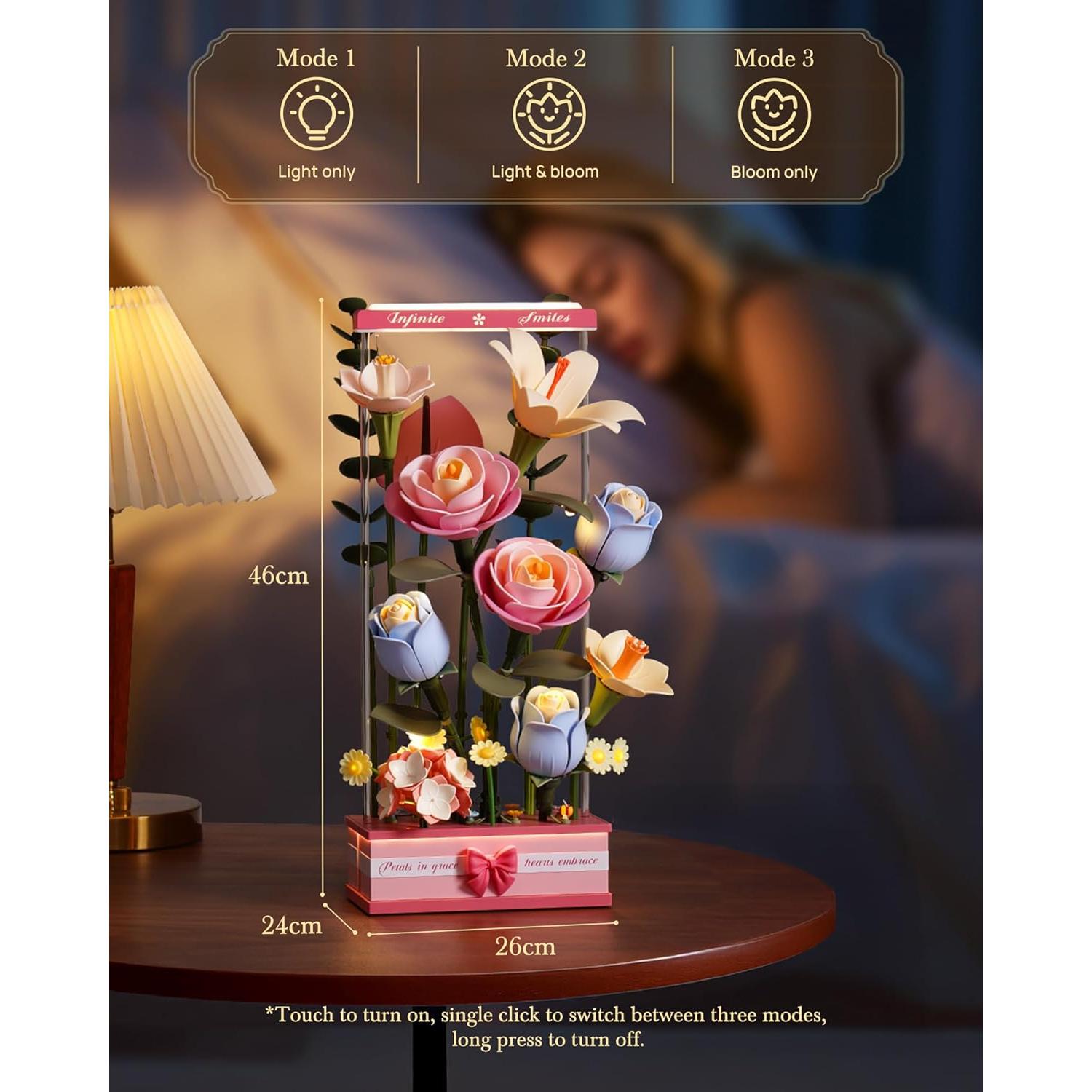 Rompecabezas 3D ROKR Flores DIY con Luz LED - 263 Piezas