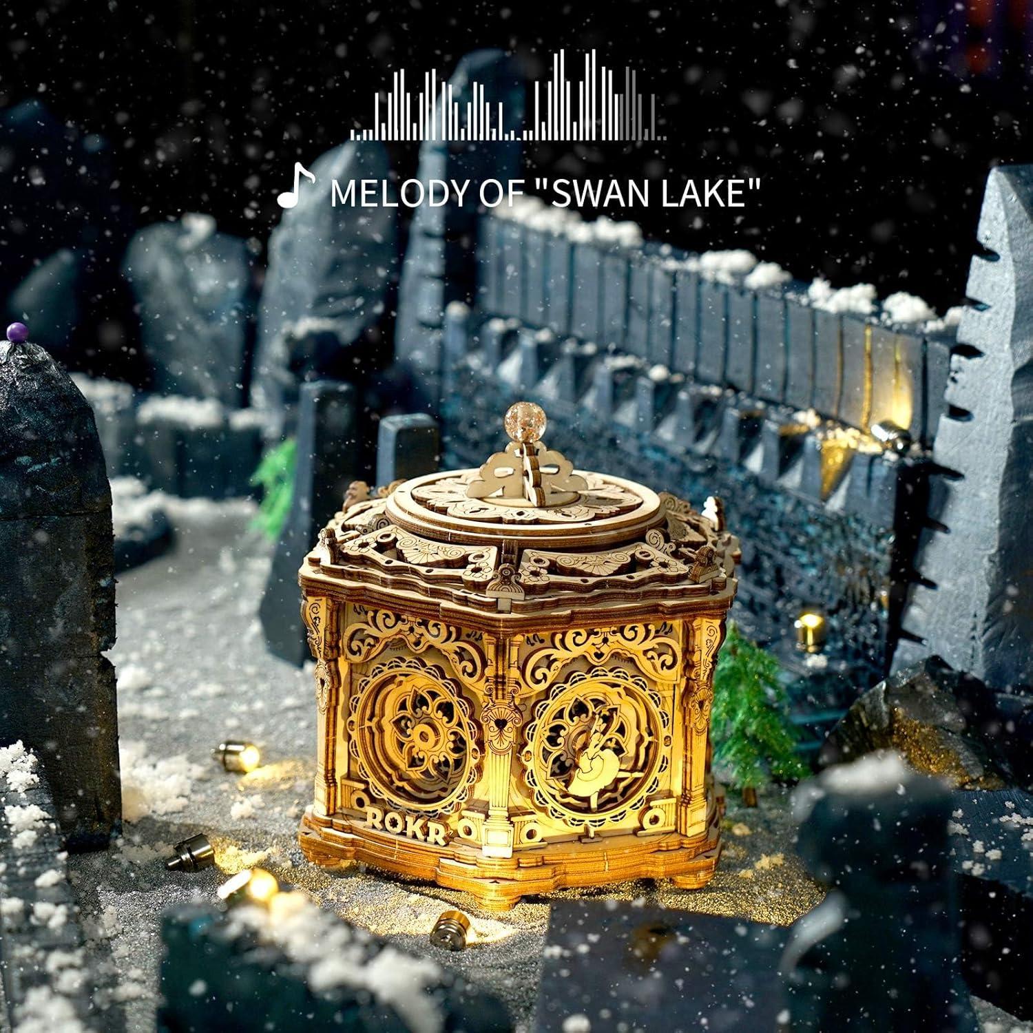 Caja de Música 3D ROKR de Madera, Rompecabezas DIY Vintage