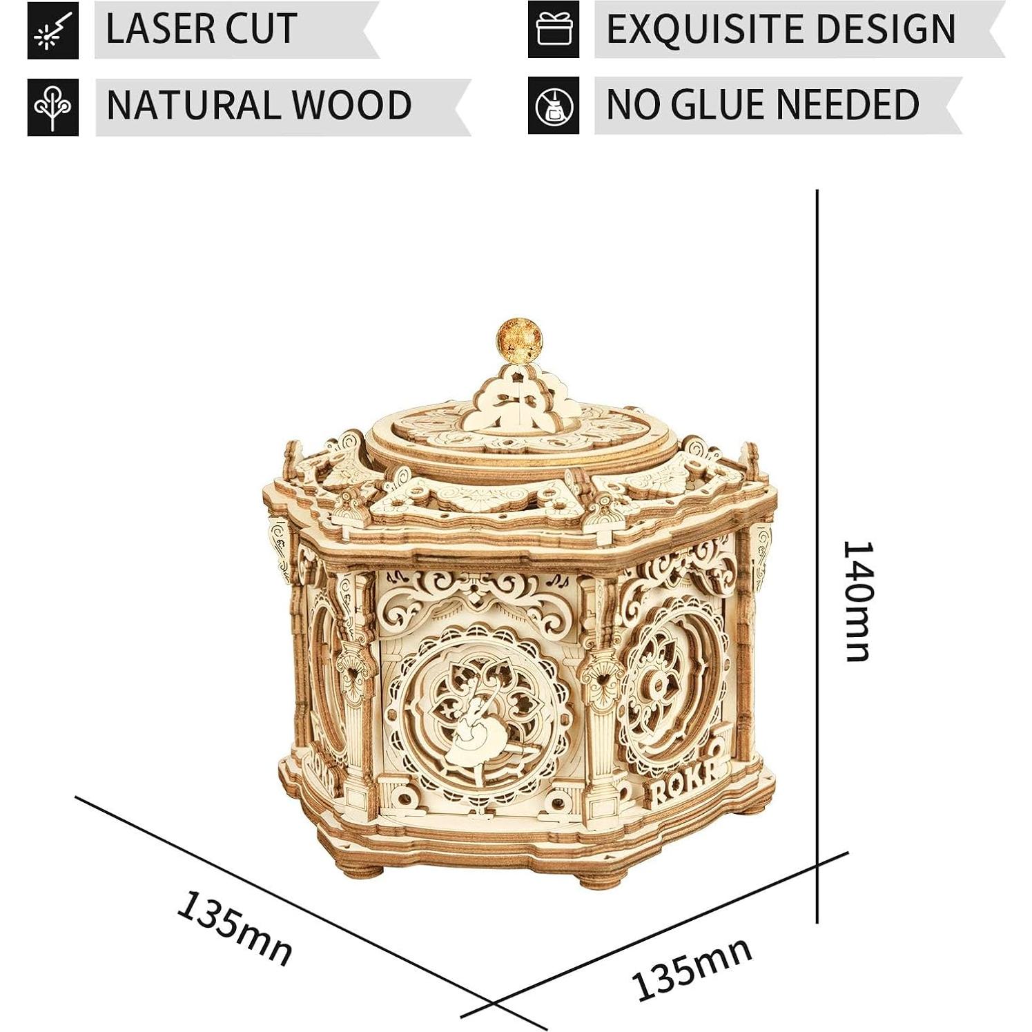 Caja de Música 3D ROKR de Madera, Rompecabezas DIY Vintage