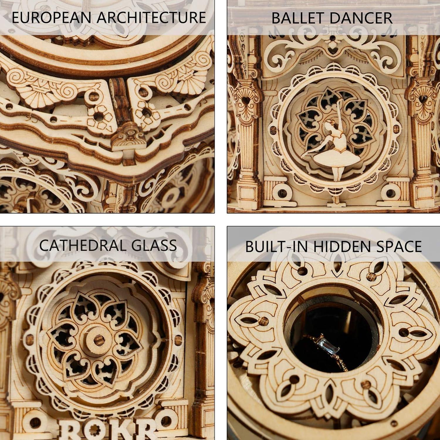 Caja de Música 3D ROKR de Madera, Rompecabezas DIY Vintage