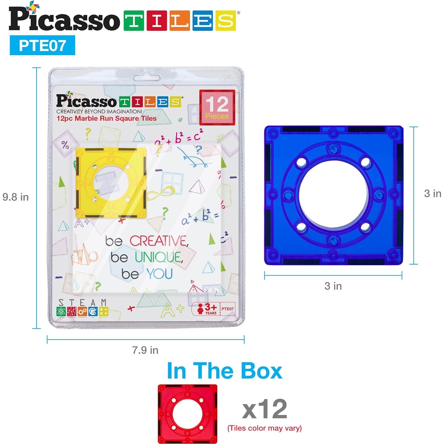 PicassoTiles Azulejos Magnéticos 12 Piezas Juguete Educativo 3+