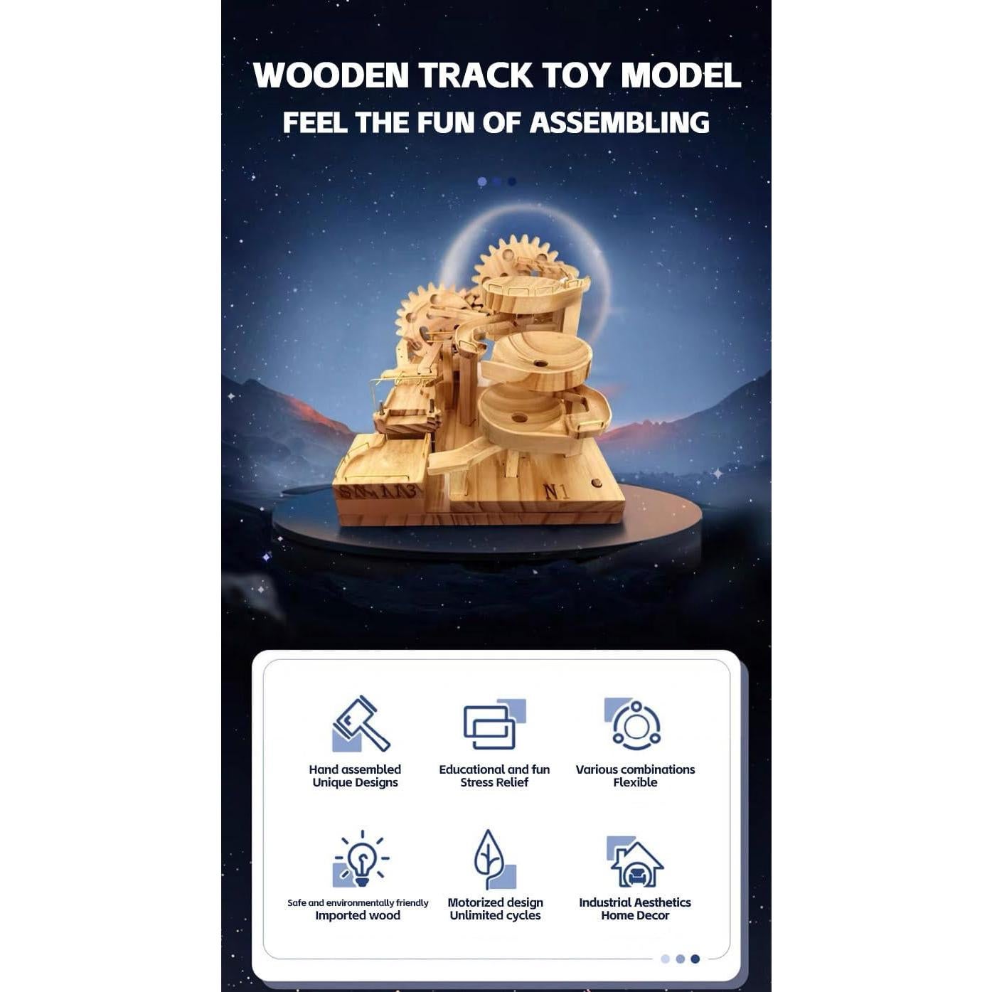 Rompecabezas 3D de Madera Aetheria Carrera de Canicas Mecánica