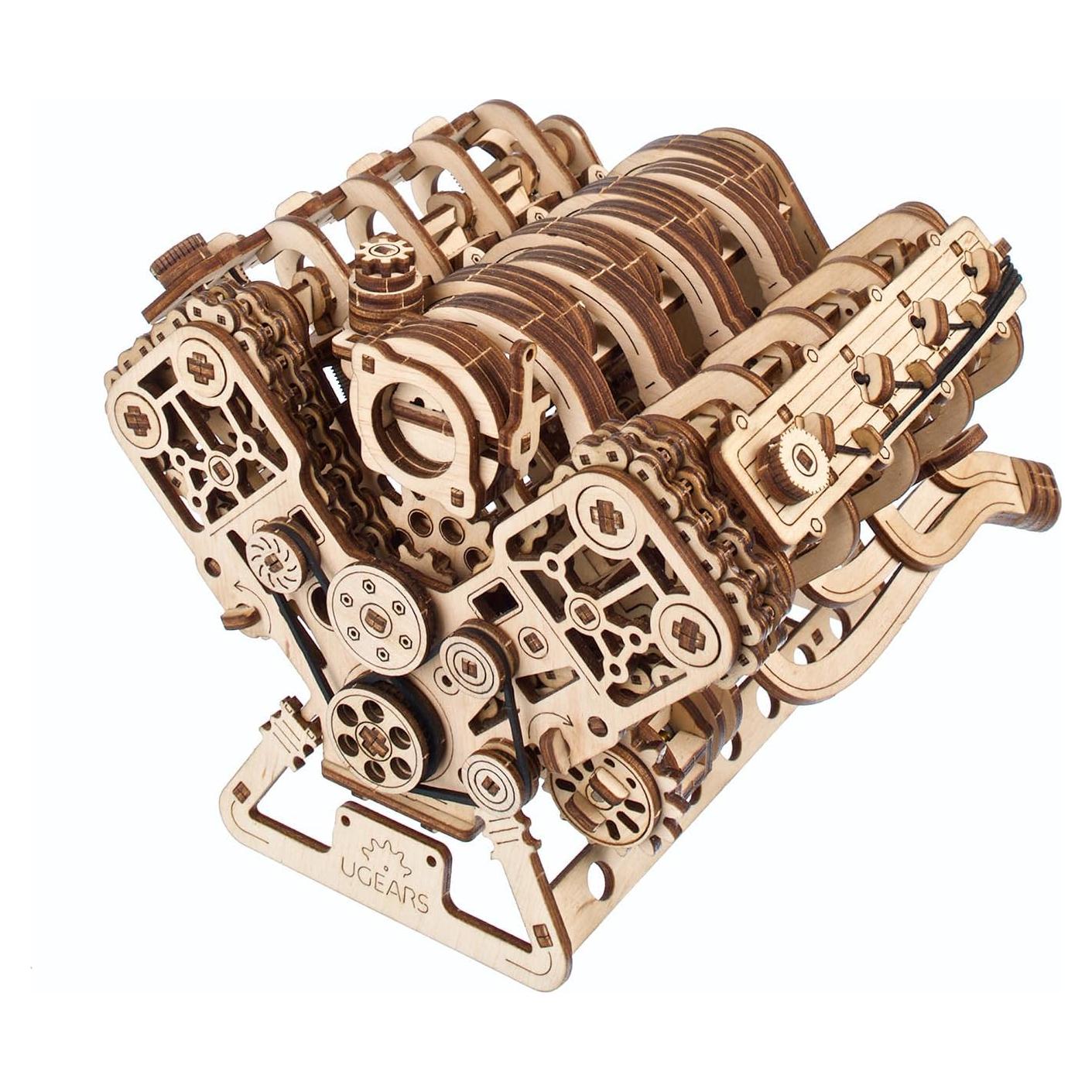 Kit de Modelo de Motor V8 UGEARS - Rompecabezas 3D de Madera 776 Piezas