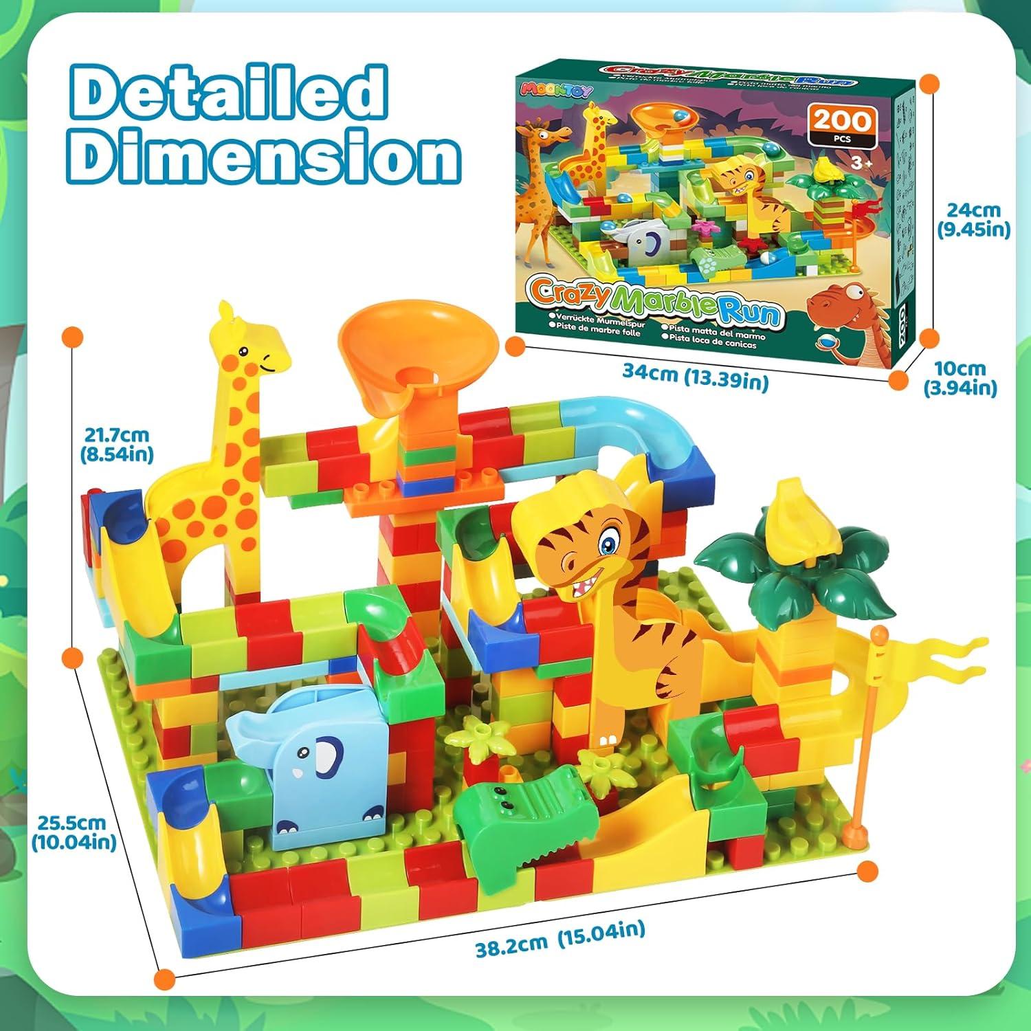 Carrera de Canicas Dinosaurio MOONTOY 200 Piezas Juguete Educativo