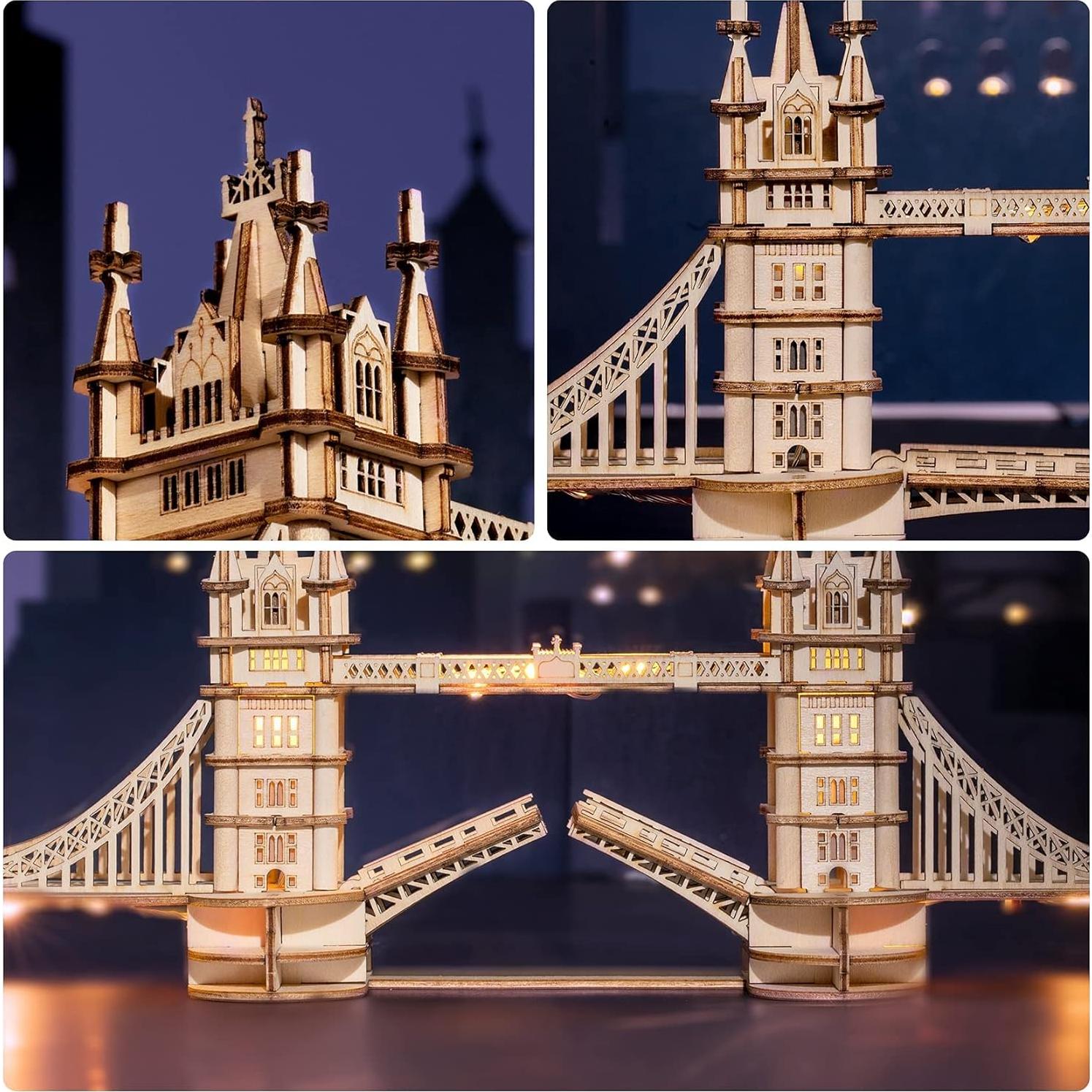 Kit Puzzle 3D Robotime Puente de la Torre con Luz LED