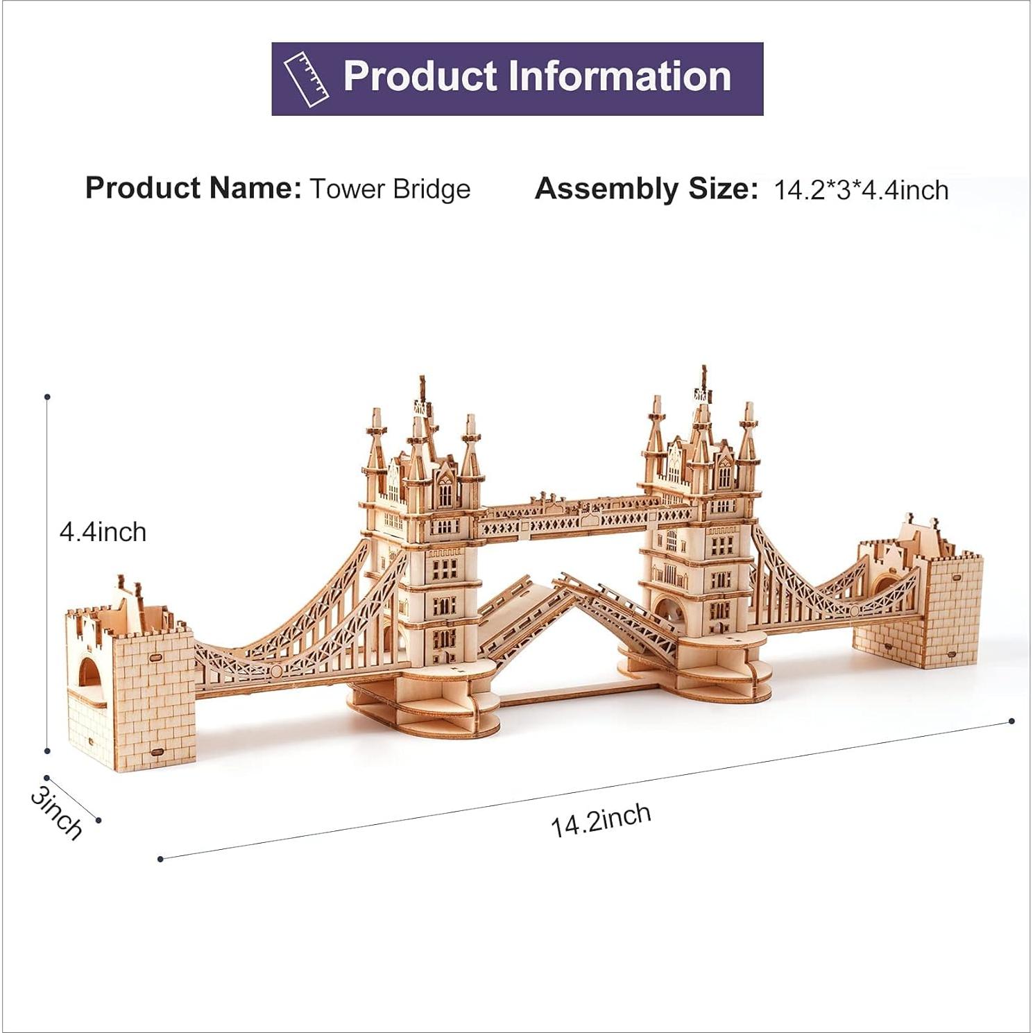 Kit Puzzle 3D Robotime Puente de la Torre con Luz LED