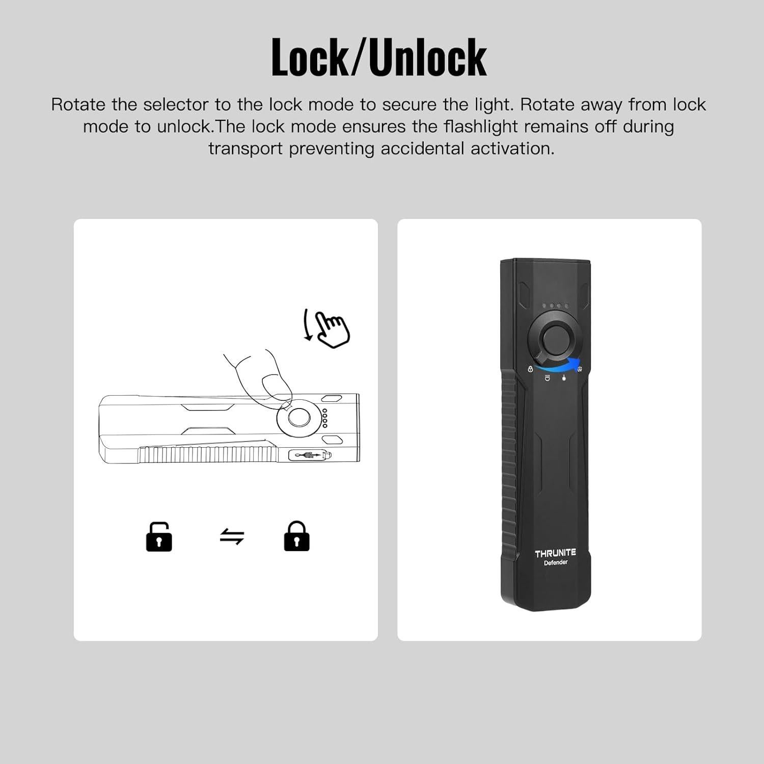 Linterna EDC ThruNite Defender 1600 Lúmenes Recargable 3-en-1