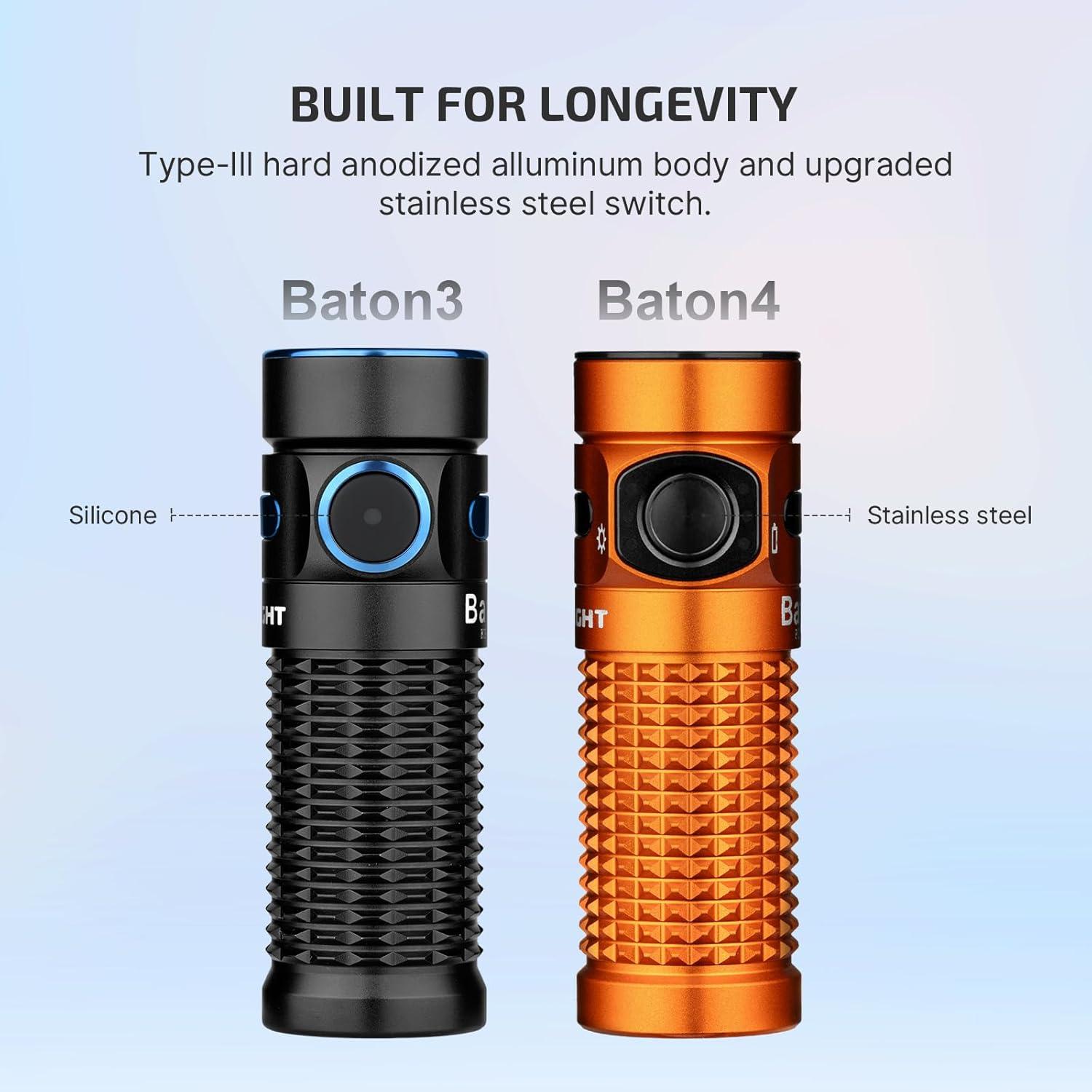 Linterna EDC OLIGHT Baton4 1300 Lúmenes Recargable con Oclip Pro