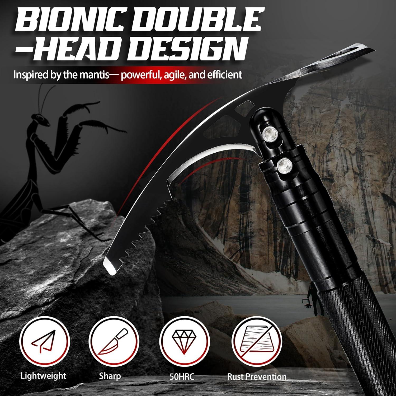 Pico Plegable 8 en 1 FUSIONKEI con Azada y Cuchillo de Supervivencia